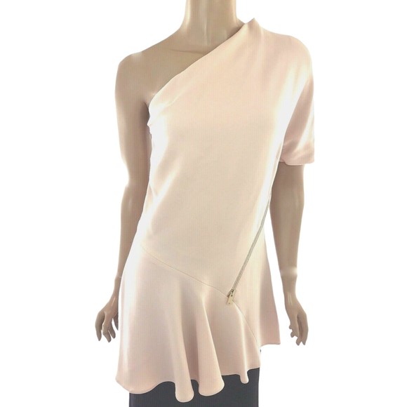Stella McCartney Size 4 Pink One Shoulder Tunic Top MSRP $755 Front Zip Accent - Picture 1 of 4